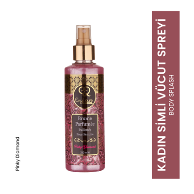 EvyLaure Kadın Simli Vücut Parfümü | Pinky Diamond Body Splash | Işıltılı Ferahlık | 250 ml