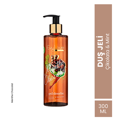 EvyLaure Menthe Chocolat Parfümistik Duş Jeli - Yoğun Nemlendirici ve Ferahlatıcı - Çikolata ve Mint Ekstraktlı - 300 ml