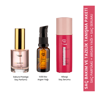 EvyLaure Özel Seçim Tanışma Paketi 4: Argan Yağı, Misogi Serum ve Sakura Saç Parfümü ile Doğal Bakım