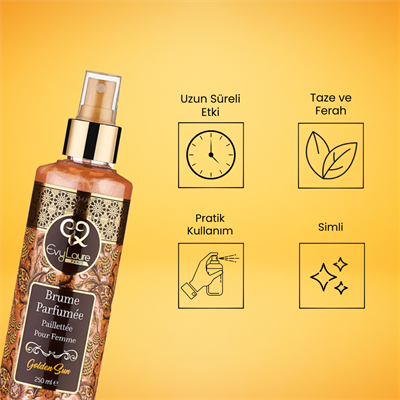 EvyLaure Simli Vücut Parfümü | Golden Sun Body Splash | Gün Boyu Tazelik | 250 ml