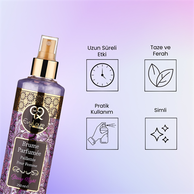 EvyLaure Simli Vücut Spreyi | Starry Night Body Splash | Gün Boyu Tazelik | 250 ml
