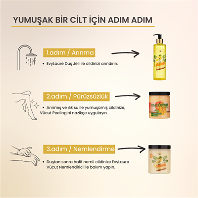 EvyLaure Canlandırıcı Tropik Bakım Seti – Mango Peeling & Yıldız Meyvesi Duş Jeli & Body Butter