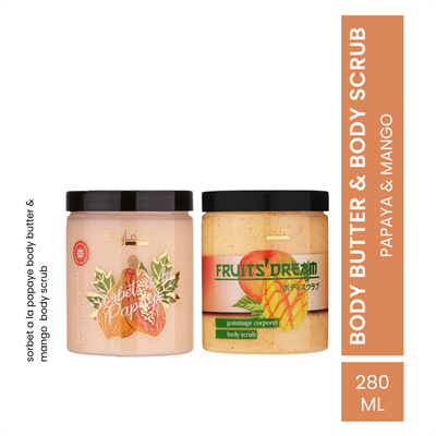 EvyLaure Tropikal Bakım Seti | Mango Peeling & Papaya Butter ile Parlak ve Nemli Cilt | 2li Set