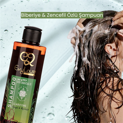 EvyLaure Zencefil & Biberiye Özlü Saç Bakım Seti | Arındırıcı ve Canlandırıcı Şampuan & Saç Kremi | 450 ml