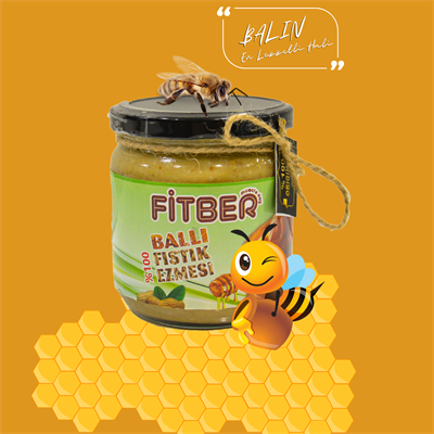 VEGAN Doğal Fıstık Ezmesi Ballı 400gr YÜKSEK PROTEİNLİ (DİYETİSYEN ONAYLI)