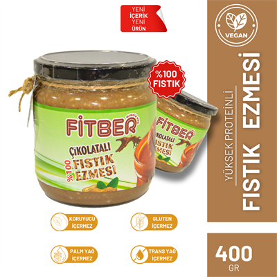 VEGAN Doğal Fıstık Ezmesi Çikolatalı 400gr YÜKSEK PROTEİNLİ (DİYETİSYEN ONAYLI)