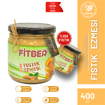 VEGAN Sade ve Doğal Fıstık Ezmesi 400gr YÜKSEK PROTEİNLİ (DİYETİSYEN ONAYLI)