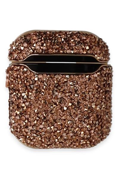  Apple Airpods 2 (2.nesil) Mira Taşlı Kılıf - Rose Gold