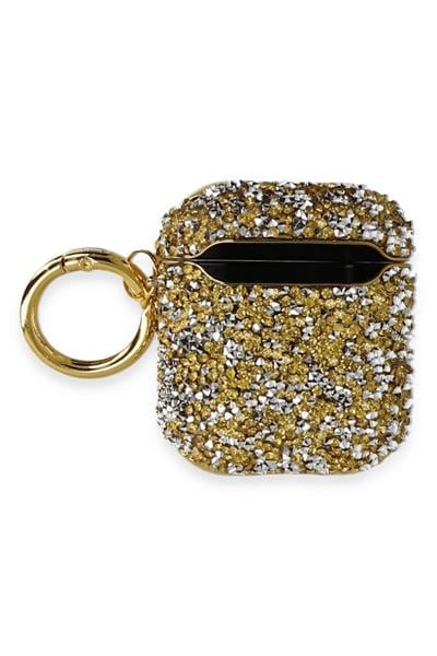 Apple Airpods 2 (2.nesil) Mira Taşlı Kılıf - Gold