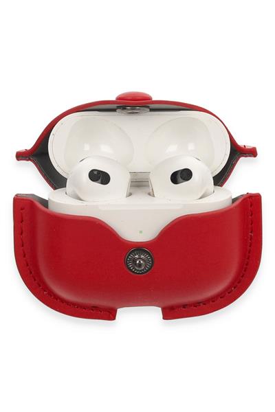 Apple Airpods 3 (3.nesil) Çanta Deri Kılıf - Kırmızı