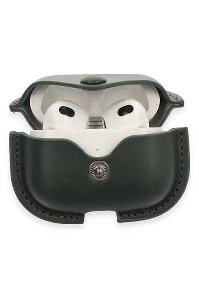 Apple Airpods 3 (3.nesil) Çanta Deri Kılıf - Haki Yeşil