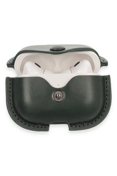 Apple Airpods Pro 2 (2.nesil) Çanta Deri Kılıf - Haki Yeşil