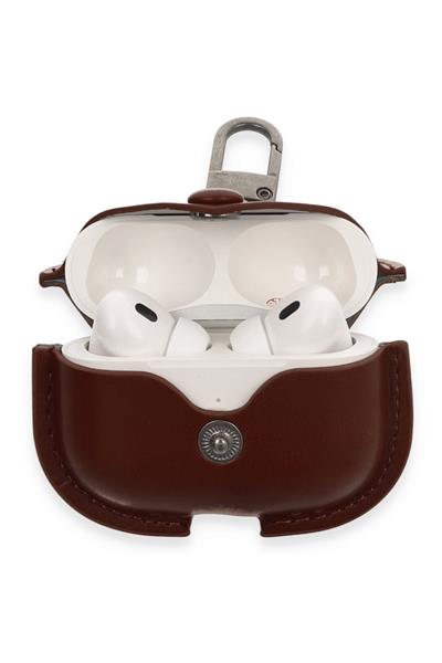 Apple Airpods Pro 2 (2.nesil) Çanta Deri Kılıf - Kahverengi