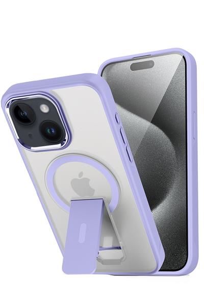 Apple iPhone 13 / iPhone 14 / iPhone 15 Tork Magsafe Standlı Kapak - Lila