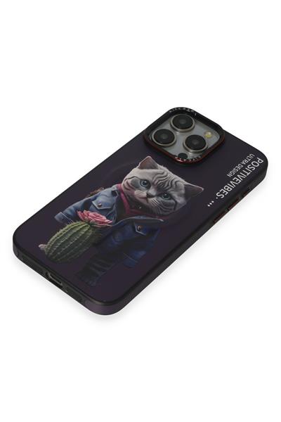Apple iPhone 14 Pro Max Desert Cat Magsafe Kapak - Derin Mor