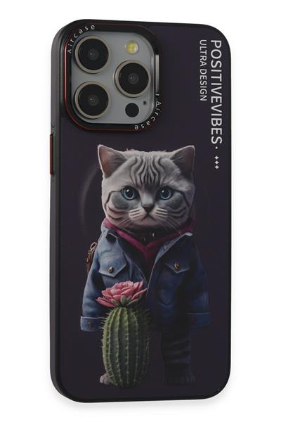 Apple iPhone 14 Pro Max Desert Cat Magsafe Kapak - Derin Mor