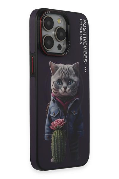 Apple iPhone 14 Pro Max Desert Cat Magsafe Kapak - Derin Mor