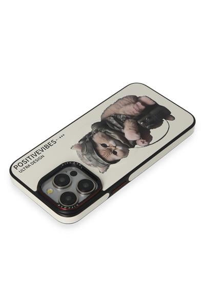Apple iPhone 14 Pro Max Army Cat Magsafe Kapak - Beyaz