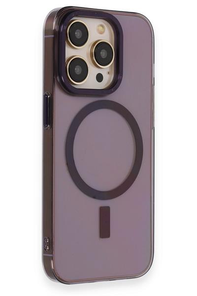 Apple iPhone 14 Pro Max Kılıf Anka PC Magneticsafe Sert Metal Kapak - Mor