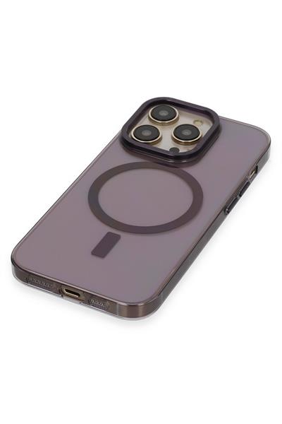 Apple iPhone 14 Pro Max Kılıf Anka PC Magneticsafe Sert Metal Kapak - Mor