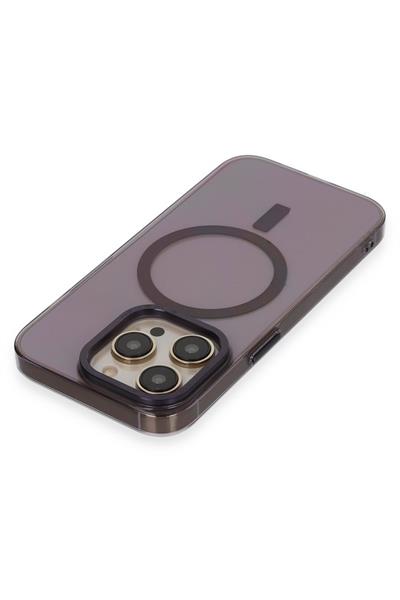 Apple iPhone 14 Pro Max Kılıf Anka PC Magneticsafe Sert Metal Kapak - Mor