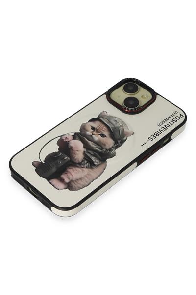 Apple iPhone 15 Army Cat Magsafe Kapak - Beyaz