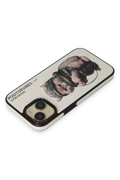 Apple iPhone 15 Army Cat Magsafe Kapak - Beyaz