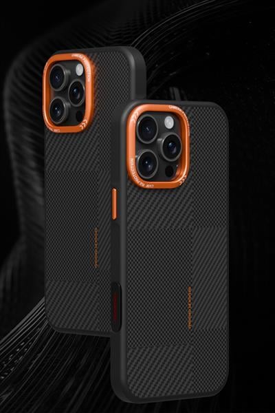 Apple iPhone 15 Pro Max Orange Karbon Magsafe Kapak - Turuncu