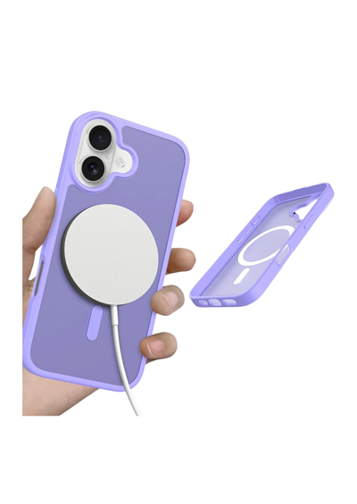 Apple iPhone 16 Jota MagSafe Uyumlu Şeffaf Telefon Kılıfı – Lila