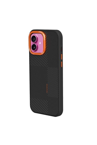Apple iPhone 16 Orange Karbon Magsafe Kapak - Turuncu
