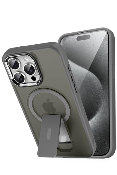 Apple iPhone 16 Pro Tork Magsafe Standlı Kapak - Titan Gri