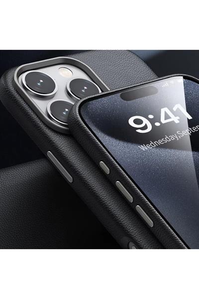 Apple iPhone 16 Pro Wonder Deri Magsafe Kapak - Siyah