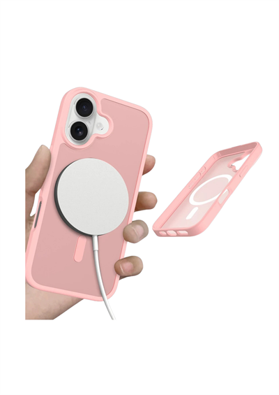 Apple iPhone 17 Jota MagSafe Uyumlu Şeffaf Telefon Kılıfı – Pudra