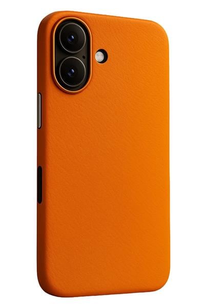 Apple iPhone 17 MagSafe Uyumlu Deri Telefon Kılıfı – Turuncu Wonder Seri