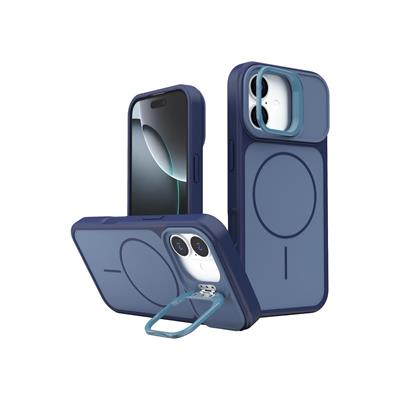 Apple iPhone 17 Pale MagSafe Manyetik Kickstand, Darbe Koruma, Şeffaf Premium Standlı Kılıf – Mavi