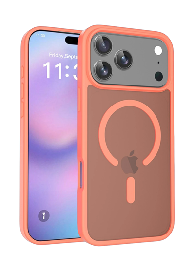 Apple iPhone 17 Pro Jota MagSafe Uyumlu Şeffaf Telefon Kılıfı – Turuncu