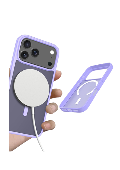 Apple iPhone 17 Pro Jota MagSafe Uyumlu Şeffaf Telefon Kılıfı – Lila