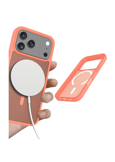 Apple iPhone 17 Pro Jota MagSafe Uyumlu Şeffaf Telefon Kılıfı – Turuncu