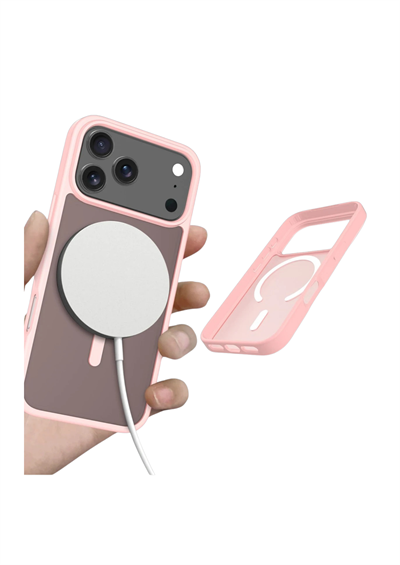 Apple iPhone 17 Pro Jota MagSafe Uyumlu Şeffaf Telefon Kılıfı – Pudra