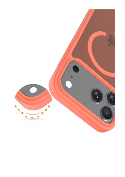 Apple iPhone 17 Pro Max Jota MagSafe Uyumlu Şeffaf Telefon Kılıfı – Turuncu