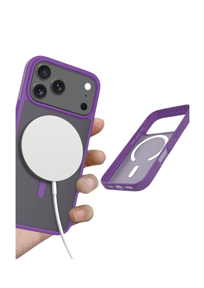 Apple iPhone 17 Pro Max Jota MagSafe Uyumlu Şeffaf Telefon Kılıfı – Derin Mor