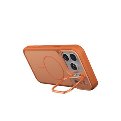 Apple iPhone 17 Pro Max Pale MagSafe Manyetik Kickstand, Darbe Koruma, Şeffaf Premium Standlı Kılıf – Turuncu