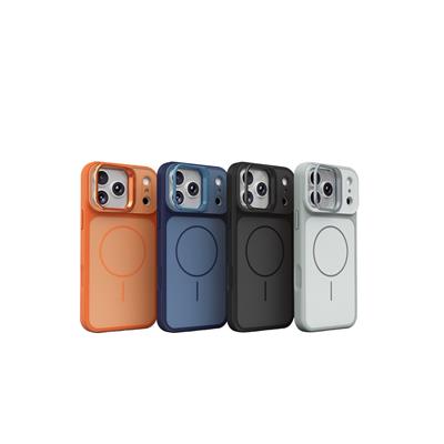 Apple iPhone 17 Pro Pale MagSafe Manyetik Kickstand, Darbe Koruma, Şeffaf Premium Standlı Kılıf – Turuncu