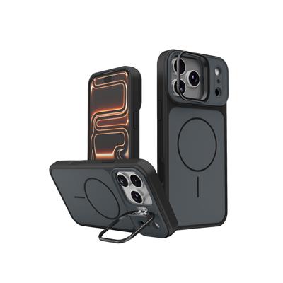 Apple iPhone 17 Pro Pale MagSafe Manyetik Kickstand, Darbe Koruma, Şeffaf Premium Standlı Kılıf – Siyah