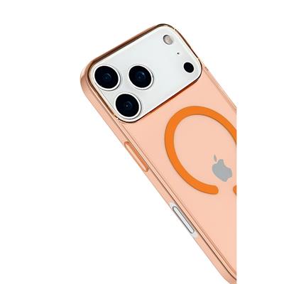 Apple iPhone 17 Pro PC Real MagSafe Darbeye Dayanıklı Crystal Kılıf –  Turuncu