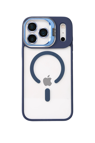 Apple iPhone 17 Pro Remim Lensli MagSafe Standlı Darbe Korumalı Kılıf – Lacivert