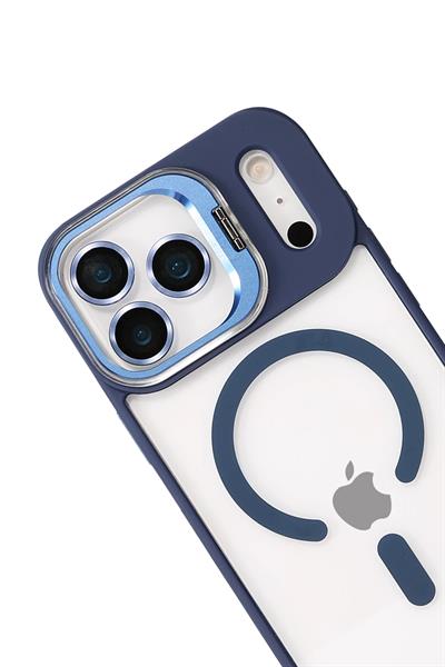 Apple iPhone 17 Pro Remim Lensli MagSafe Standlı Darbe Korumalı Kılıf – Lacivert