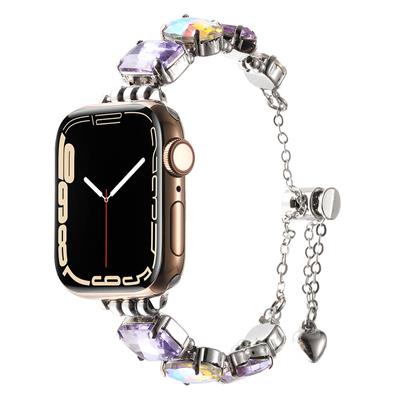 Apple Watch 38mm/40mm/41mm Lila Taş Tasarımlı Kordon