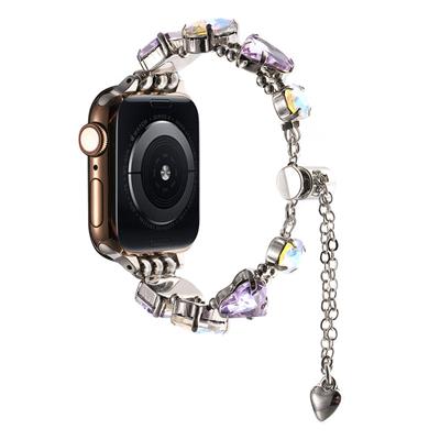 Apple Watch 38mm/40mm/41mm Lila Taş Tasarımlı Kordon