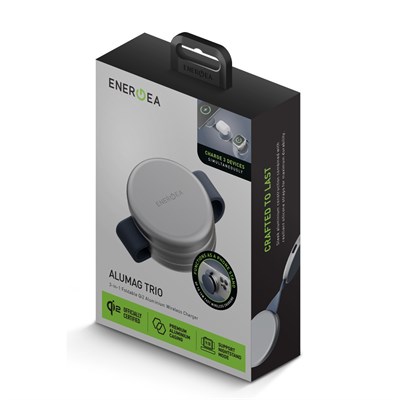 Energea AluMag Trio 3in1 Qi2 Kablosuz Şarj Standı 15W Katlanabilir Manyetik (iPhone, Apple Watch, AirPods) – Mavi